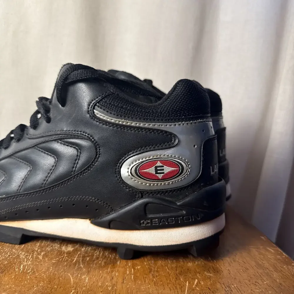 Size 12.5 Men’s Black Low Rubber Easton Launch Leather Baseball Cleats‎